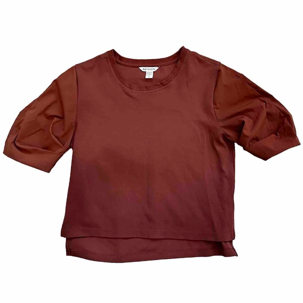 ATHLETA Harlow Hybrid Tee Size Small Feminine Dainty Puff Gathered Sleeve - Picture 7 of 7